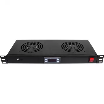 Ventilační panel Getfort 1U do racku se 2 ventilátory a termostatem (GF-FAN2TR)
