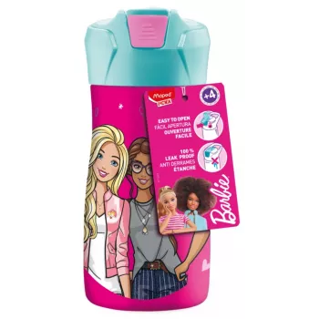 Pitná láhev Maped PICNIK Barbie, 0,43 l, tělo z nerezové oceli s motivem Barbie, brčko součástí