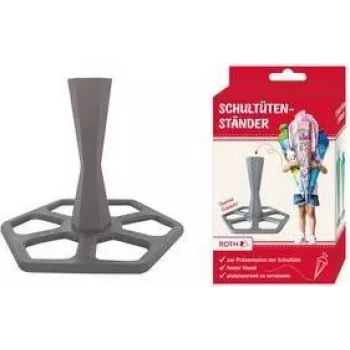 Stojan na školní kornout ROTH, z plastu, šedý pro jednotlivé školní kornouty 700 a 850 mm, 3dílný