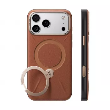 Pouzdro TORRAS Ostand Q3 VegSkin pro iPhone 18 Pro Max / 17 Pro Max, kompatibilní s MagSafe, hnědé