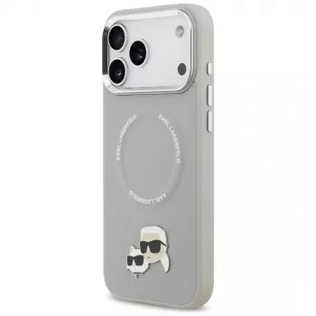 Pouzdro Karl Lagerfeld Karl & Choupette Pins MagSafe pro iPhone 17 Pro, šedé