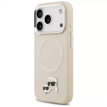 Pouzdro Karl Lagerfeld Karl & Choupette Pins MagSafe pro iPhone 17 Pro béžové