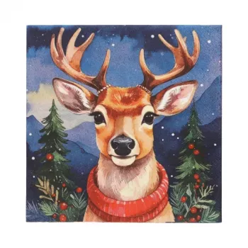 Vánoční ubrousky s motivem PAPSTAR Rentier 330 x 330 mm, potištěné, 1/4 sklad, 3vrstvé