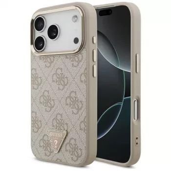 Pouzdro Guess 4G Triangle Logo MagSafe pro iPhone 18 Pro / 17 Pro, růžové zlato
