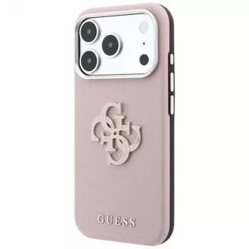 Pouzdro Guess Grained & Big Resin Logo pro iPhone 18 Pro / 17 Pro, růžové