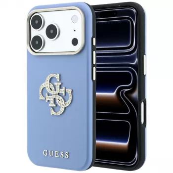 Pouzdro Guess Smooth & Big Strass Logo pro iPhone 18 Pro Max / 17 Pro Max, modré