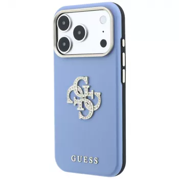 Pouzdro Guess Smooth & Big Strass Logo pro iPhone 18 Pro Max / 17 Pro Max, modré