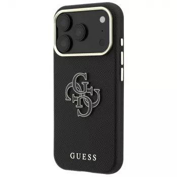 Pouzdro Guess Grained & Big Resin Logo pro iPhone 18 Pro Max / 17 Pro Max, černé