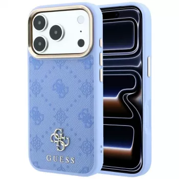 Pouzdro Guess Peony 4G Small Logo MagSafe pro iPhone 18 Pro Max / 17 Pro Max, světle modré