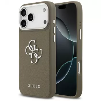 Pouzdro Guess Grained Big 4G Classic Logo pro iPhone 17 Pro Max (hnědé)