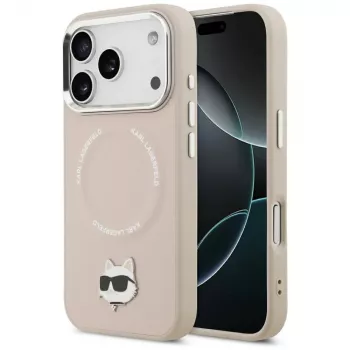 Pouzdro Karl Lagerfeld Choupette Pin MagSafe pro iPhone 17 Pro, růžové