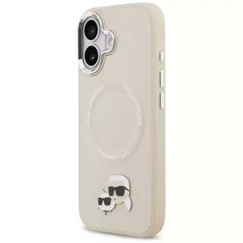 Pouzdro Karl Lagerfeld Karl & Choupette Pins MagSafe pro iPhone 17, béžové