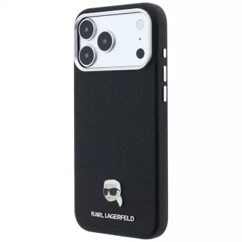 Pouzdro Karl Lagerfeld Grained Karl Head Metal MagSafe pro iPhone 18 Pro Max / 17 Pro Max, černé