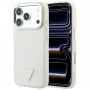 Pouzdro Guess Grained Triangle Logo MagSafe pro iPhone 18 Pro Max / 17 Pro Max, béžové