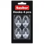 Oválné háčky Sauber, 4 ks, 2,3x4 cm, průhledné