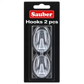 Oválné háčky Sauber, 2 ks, 3 x 4,7 cm, průhledné