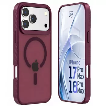 Pouzdro MagCase 3mk Hardy Hazy pro Apple iPhone 17 Pro Max / 18 Pro Max, vínové