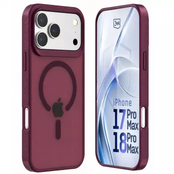 Pouzdro MagCase 3mk Hardy Hazy pro Apple iPhone 17 Pro Max / 18 Pro Max, vínové