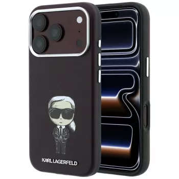 Pouzdro MagSafe Karl Lagerfeld Smooth Ikonik Sketch pro iPhone 18 Pro Max / 17 Pro Max, burgundské