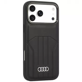 Pouzdro z umělé kůže Audi Synthetic Leather MagSafe pro iPhone 18 Pro Max / 17 Pro Max, černé