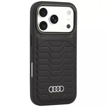 Pouzdro MagSafe Audi GT z umělé kůže pro iPhone 18 Pro / 17 Pro, černé