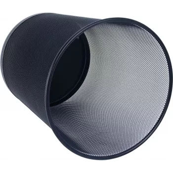 Odpadkový koš na papír WEDO Office z drátěného kovu, 18 l, kulatý, černý, výška 350 mm