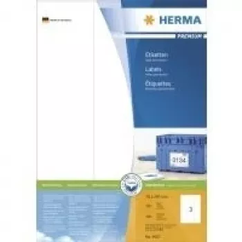 Etikety HERMA Premium s permanentním lepidlem, bílé, 70 x 297 mm, 300 etiket (100 listů x 3) (4657)