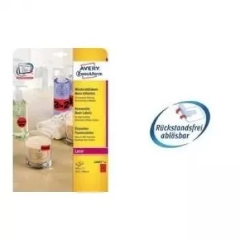 Kulaté etikety Avery L7670R, neonově červené, Ø 63,5 mm, 300 ks (25 listů x 12)