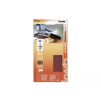 kwb 818308 brusný papír zrnitost 80 (D x Š) 185 mm x 93 mm 5 ks