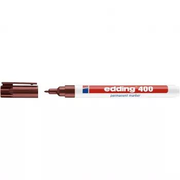 Permanentní popisovač edding 400, 1 mm kulatý hrot, doplňovatelný, hnědý