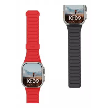 Oboustranný magnetický silikonový pásek Urban Armor Gear UAG Pathfinder pro Apple Watch Series 4-6 & SE 1-3, 44mm / Series 7-9, 45mm / Series 10-11, 46mm / Ultra 1-3, 49mm (ash/lava)