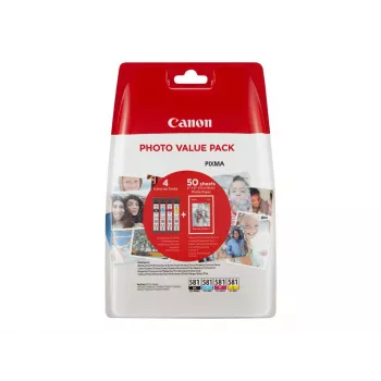 Sada inkoustových kazet Canon CLI-581 C/M/Y/BK Photo Value Pack (4 ks) s fotopapírem