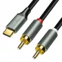 Kabel USB 2.0 Type-C na 2x Cinch LogiLink CUA0141, stereo audio, hliník, černo-stříbrný, 1,5 m