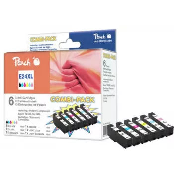 Výhodné balení inkoustových kazet Peach PI200-256 pro Epson 24XL (T243) (6 ks), kapacita XL
