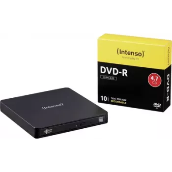 Sada externí DVD vypalovačky Intenso, Micro-USB B (USB 3.2 Gen 1), retail, černá
