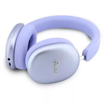 On-ear Bluetooth sluchátka Guess GUE005825, Metallic Effect Metal Script Logo, ENC, fialová