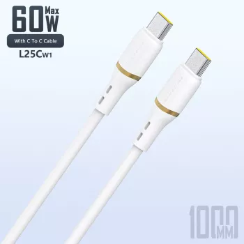 Datový kabel Dudao 1 m 60 W z tekutého silikonu USB-C na USB-C, bílý