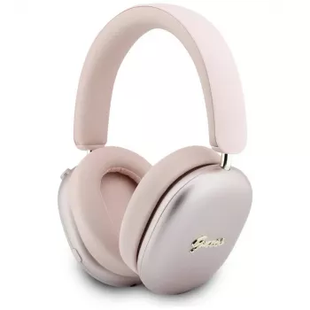 Guess Metallic Script Logo ENC wireless headphones, pink