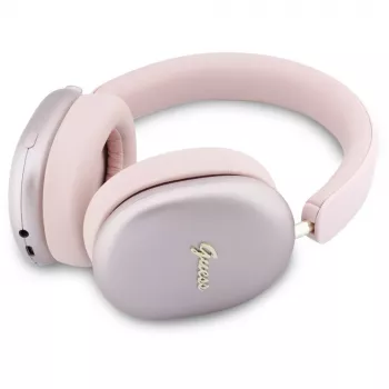Guess Metallic Script Logo ENC wireless headphones, pink