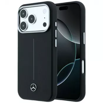 Pouzdro Mercedes Leather Semi Wrap Iconic Line MagSafe pro iPhone 18 Pro / 17 Pro, černé