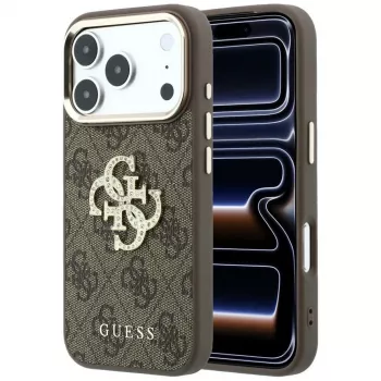 Pouzdro na smartphone Guess 4G & Big Strass Logo pro iPhone 18 Pro / 17 Pro, hnědé