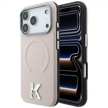 Pouzdro MagSafe Karl Lagerfeld KF003255 Grained Embossed Ring & Kameo Logo pro iPhone 18 Pro / 17 Pro, béžové