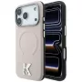 Pouzdro MagSafe Karl Lagerfeld KF003255 Grained Embossed Ring & Kameo Logo pro iPhone 18 Pro / 17 Pro, béžové