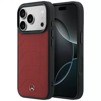 Pouzdro MagSafe Mercedes Mer008874 Leather Mesh with Bow Line pro iPhone 18 Pro Max / 17 Pro Max, vínově červené
