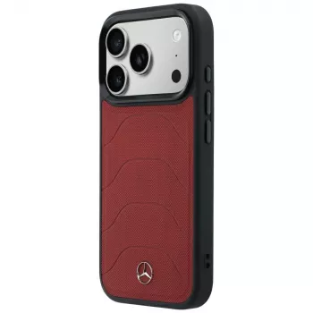 Pouzdro MagSafe Mercedes Mer008874 Leather Mesh with Bow Line pro iPhone 18 Pro Max / 17 Pro Max, vínově červené