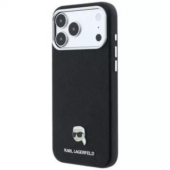 Pouzdro MagSafe Karl Lagerfeld KF003263 Grained Karl Head Metal pro iPhone 18 Pro / 17 Pro, černé
