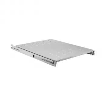 Polička 19″ 1HE EFB Elektronik 691651NAGR.68, výsuvná, instalační hloubka 378–612 mm, 30 kg, RAL 7035