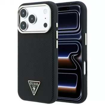 MagSafe pouzdro Guess Kevlar Triangle Logo pro iPhone 18 Pro Max / 17 Pro Max, černá