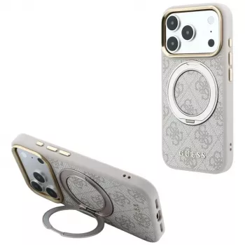 Guess Ring Stand 360 4G Classic Logo case, MagSafe, for iPhone 18 Pro / 17 Pro, pink