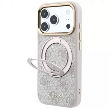Guess Ring Stand 360 4G Classic Logo case, MagSafe, for iPhone 18 Pro / 17 Pro, pink